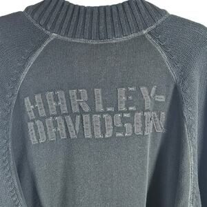 Harley-Davidson Genuine Motor Clothes 100% Cotton Black 1/4 Zip Sweater Size XL